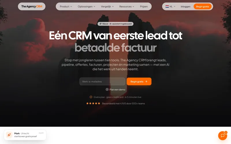 The Agency CRM homepage