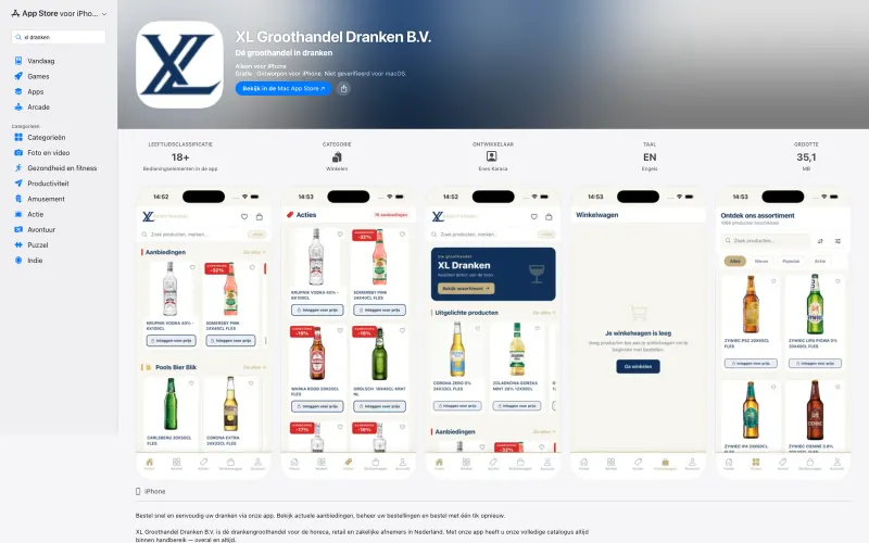 L’application XL Groothandel sur l’App Store