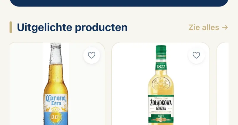 Produits mis en avant dans l’application