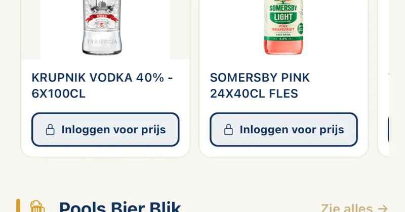 Fiches produits avec connexion pour voir les prix